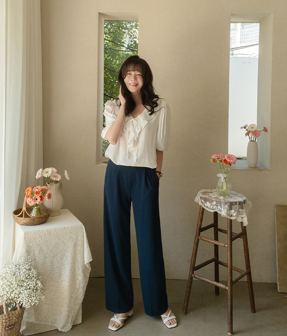 甜美荷葉V領綁帶襯衫,KOREA,364980,甜美荷葉V領綁帶襯衫,周新品優惠,NEWARRIVAL