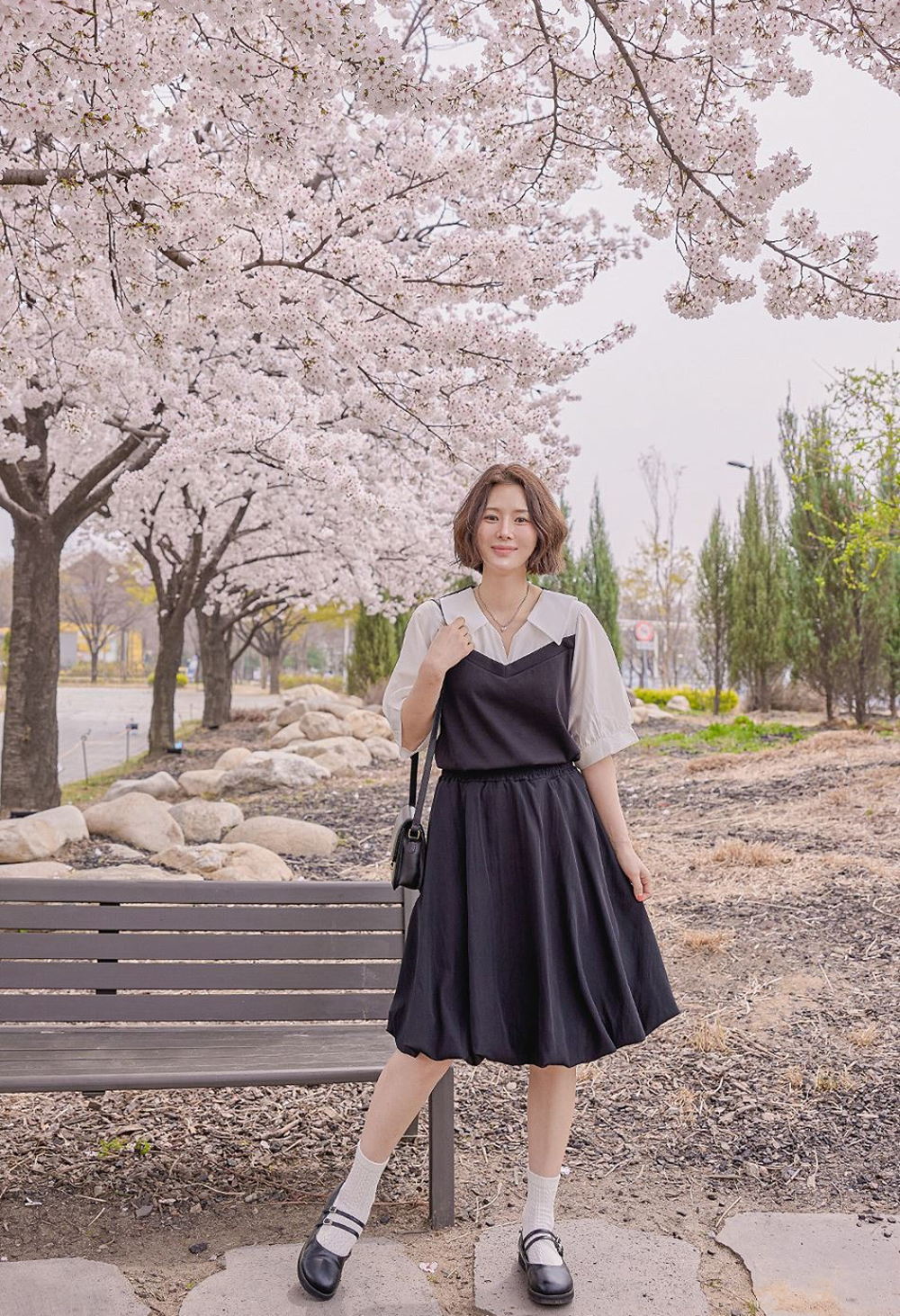 質感撞色拼接襯衫,連衣裙,KOREA,365023,質感撞色拼接襯衫,999免運