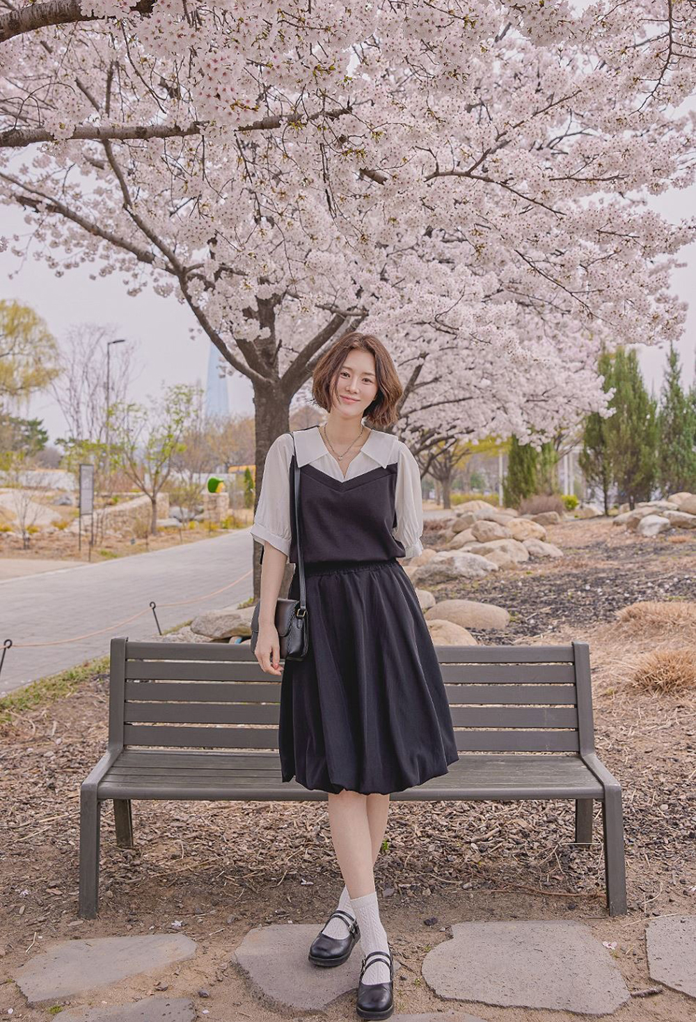 質感撞色拼接襯衫,連衣裙,KOREA,365023,質感撞色拼接襯衫,999免運
