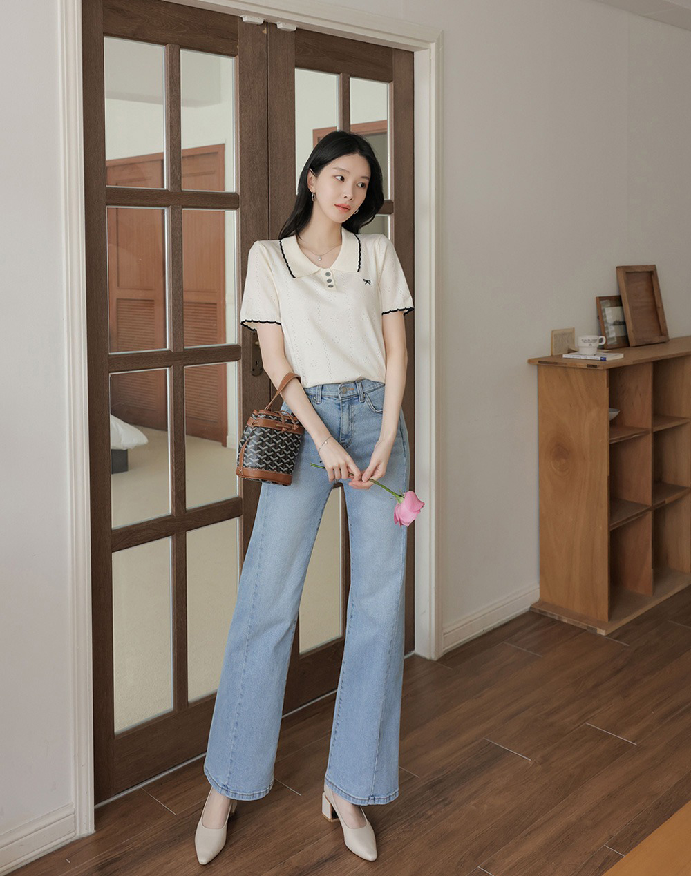 蝴蝶結小刺繡針織上衣,KOREA,365103,蝴蝶結小刺繡針織上衣,周新品優惠,NEWARRIVAL