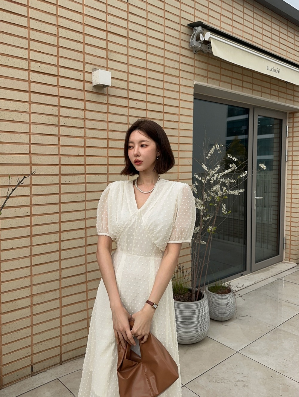 V領立體波點雪紡洋裝,KOREA,365908,V領立體波點雪紡洋裝,領500,999免運