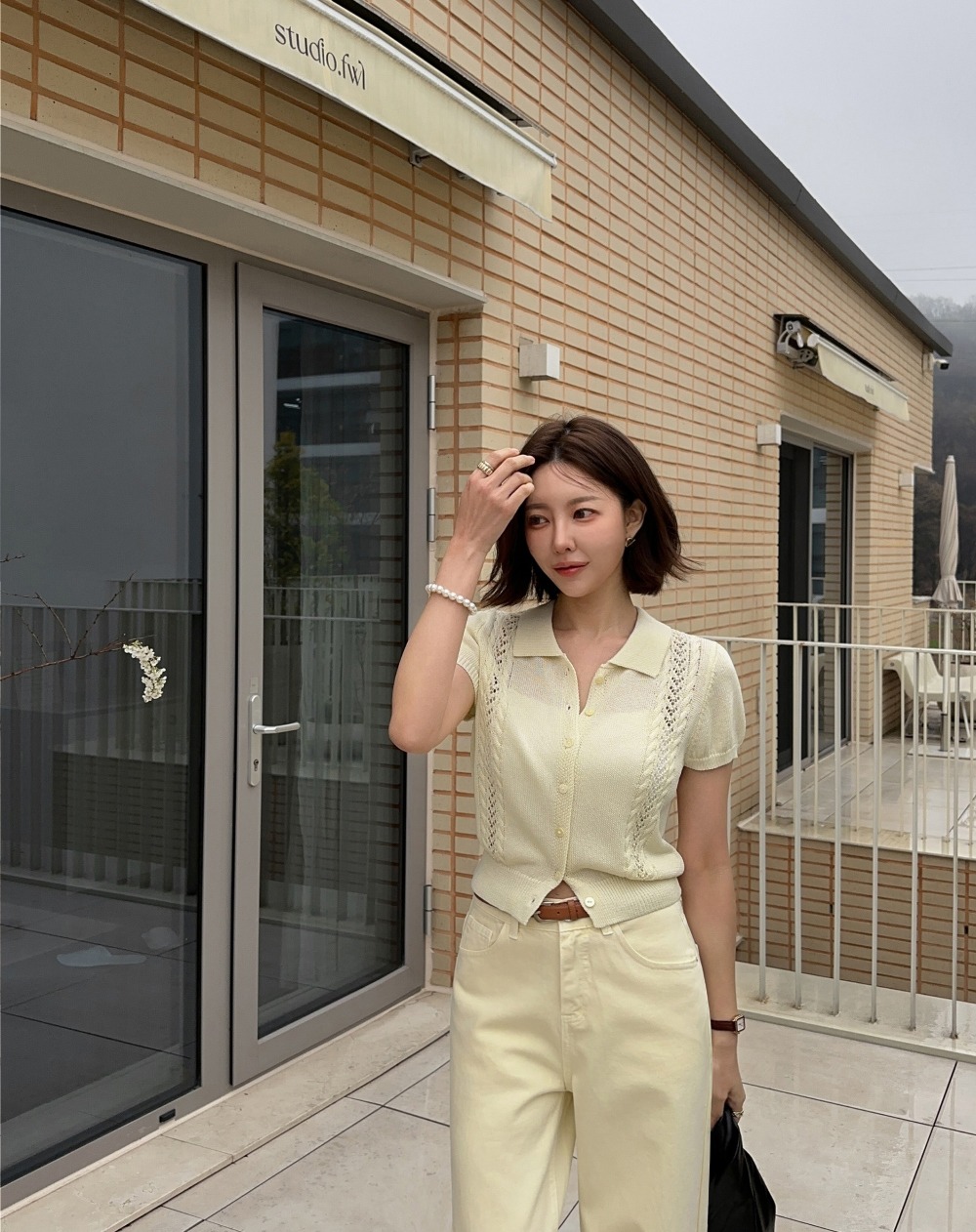 鏤空蕾絲開襟針織上衣,連衣裙,KOREA,366604,鏤空蕾絲開襟針織上衣,999免運
