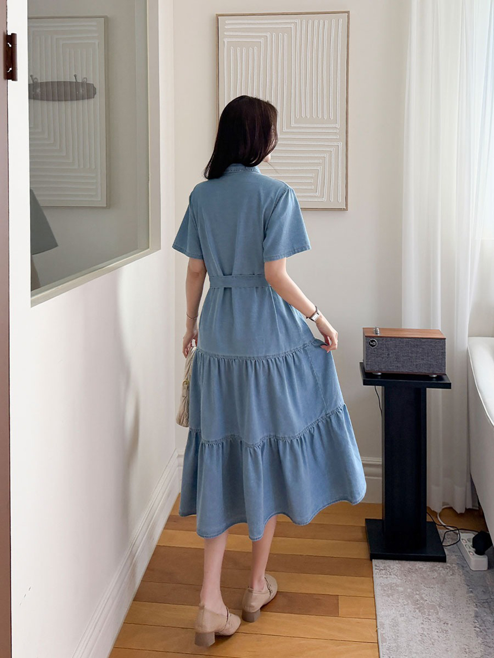 甜美蛋糕裙擺牛仔洋裝,KOREA,366607,甜美蛋糕裙擺牛仔洋裝,領500,999免運