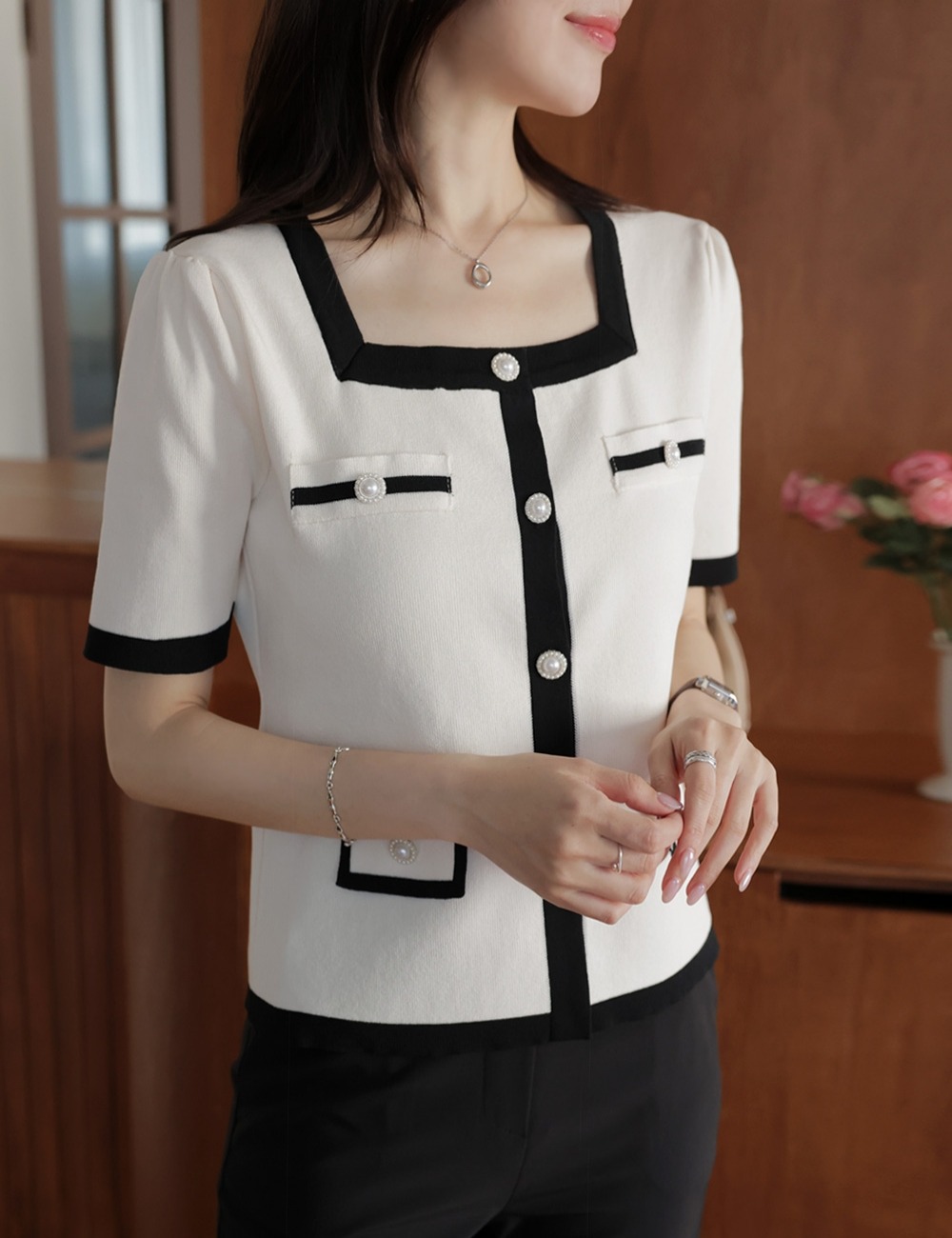 小香風方領開襟上衣,KOREA,367089,小香風方領開襟上衣,周新品優惠,NEWARRIVAL