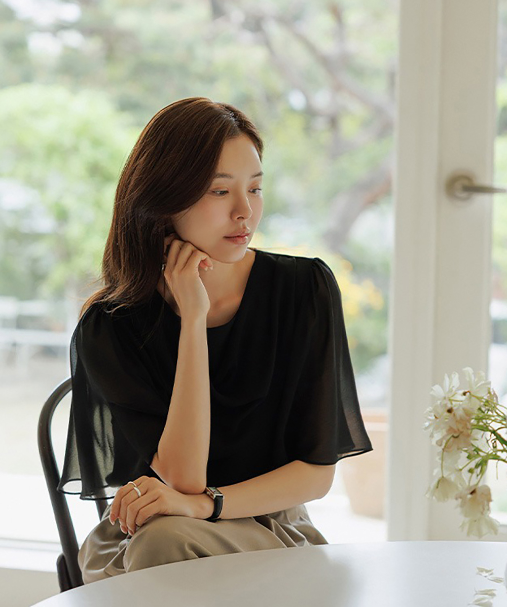 垂墜感透視寬袖上衣,KOREA,367329,垂墜感透視寬袖上衣,領500,999免運