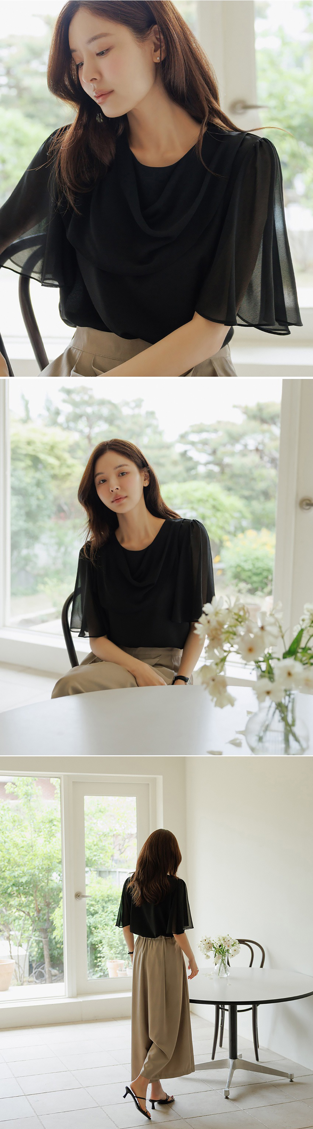 垂墜感透視寬袖上衣,KOREA,367329,垂墜感透視寬袖上衣,領500,999免運