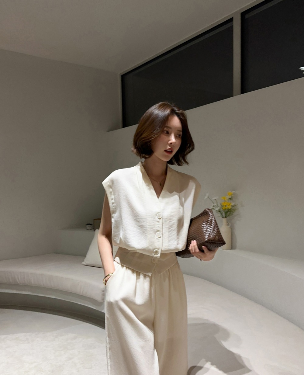 簡約無袖襯衫長褲套裝,KOREA,367446,簡約無袖襯衫長褲套裝,周新品優惠,NEWARRIVAL