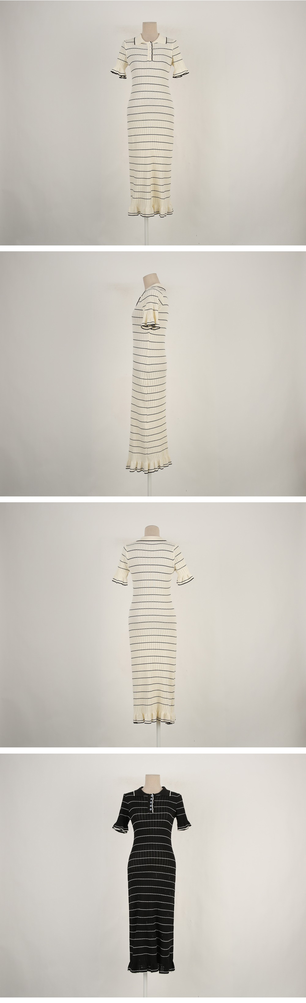 條紋翻領修身魚尾洋裝,KOREA,368516,條紋翻領修身魚尾洋裝,領500,999免運