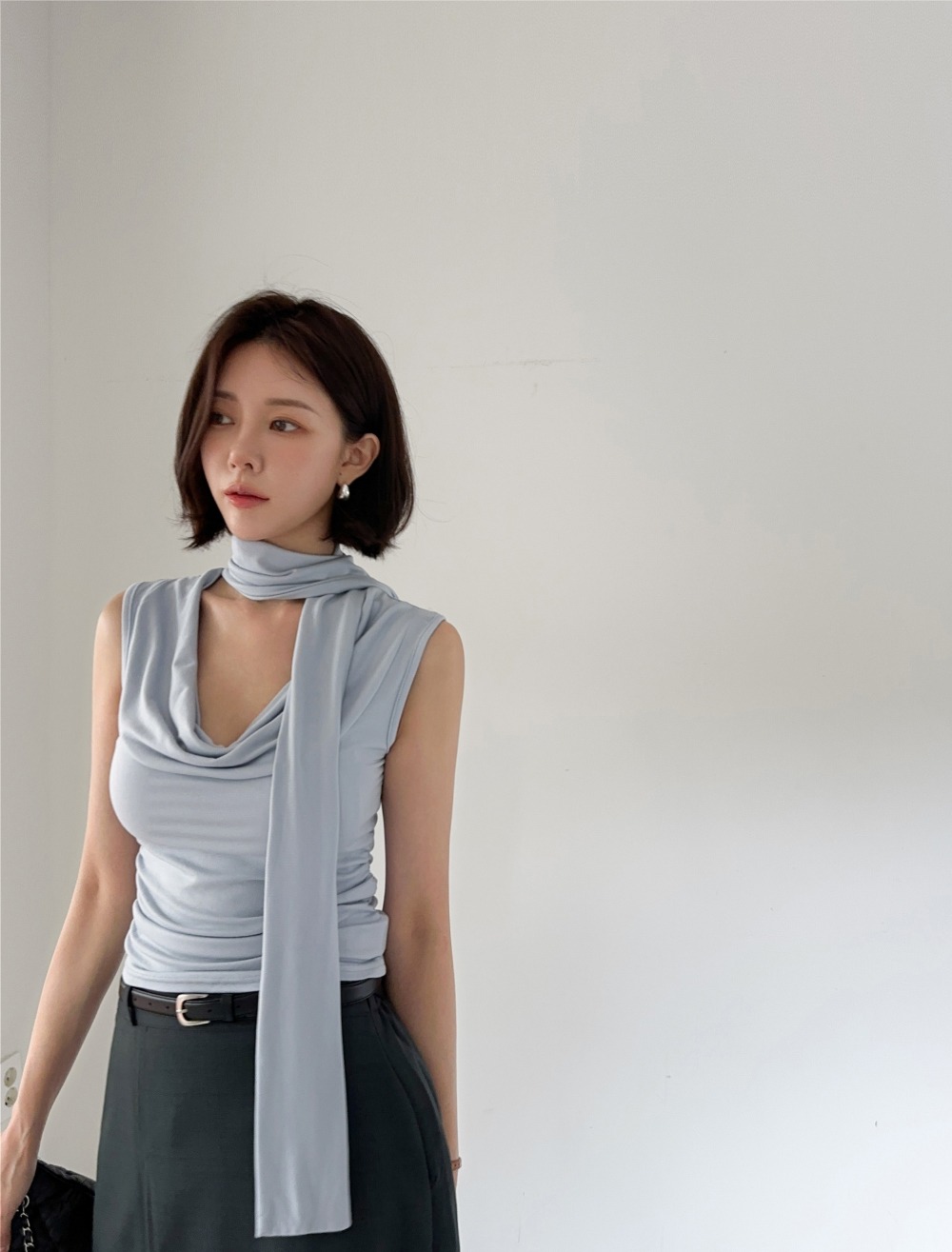 垂墜領巾感修身上衣,KOREA,368932,垂墜領巾感修身上衣,周新品優惠,NEWARRIVAL