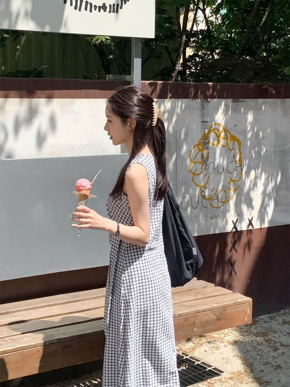 經典格紋綁帶背心洋裝,KOREA,369440,經典格紋綁帶背心洋裝,領500,999免運