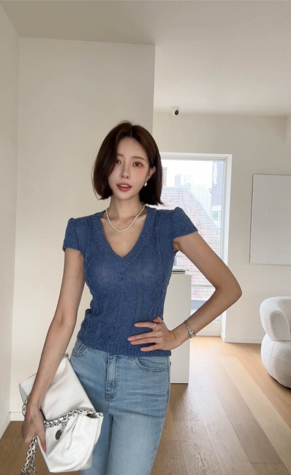 羅紋V領修身針織上衣,KOREA,370849,羅紋V領修身針織上衣,周新品優惠,NEWARRIVAL
