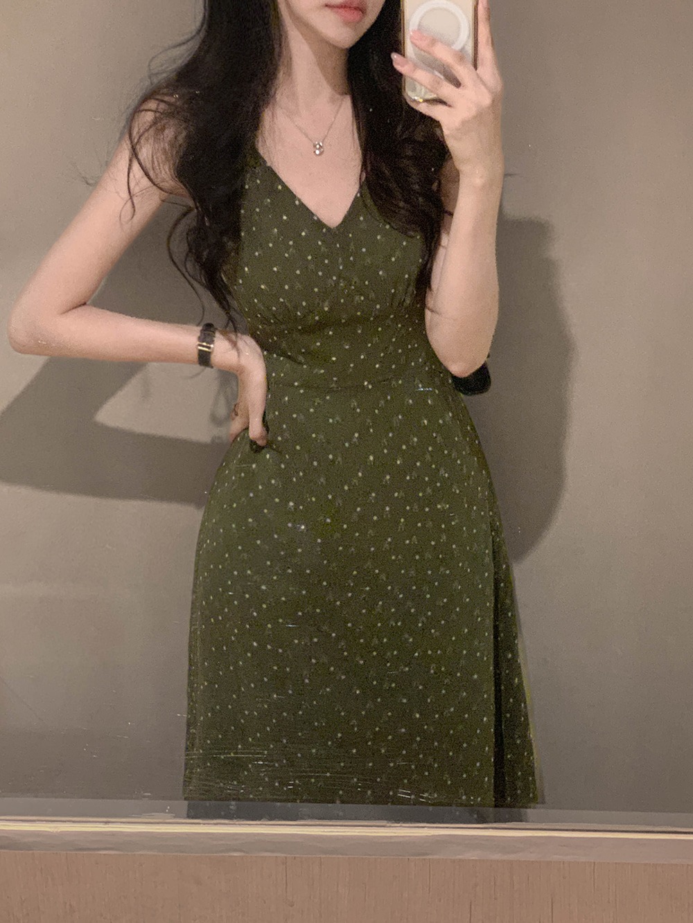 碎花波點雪紡V領洋裝,KOREA,371695,碎花波點雪紡V領洋裝,周新品優惠,NEWARRIVAL