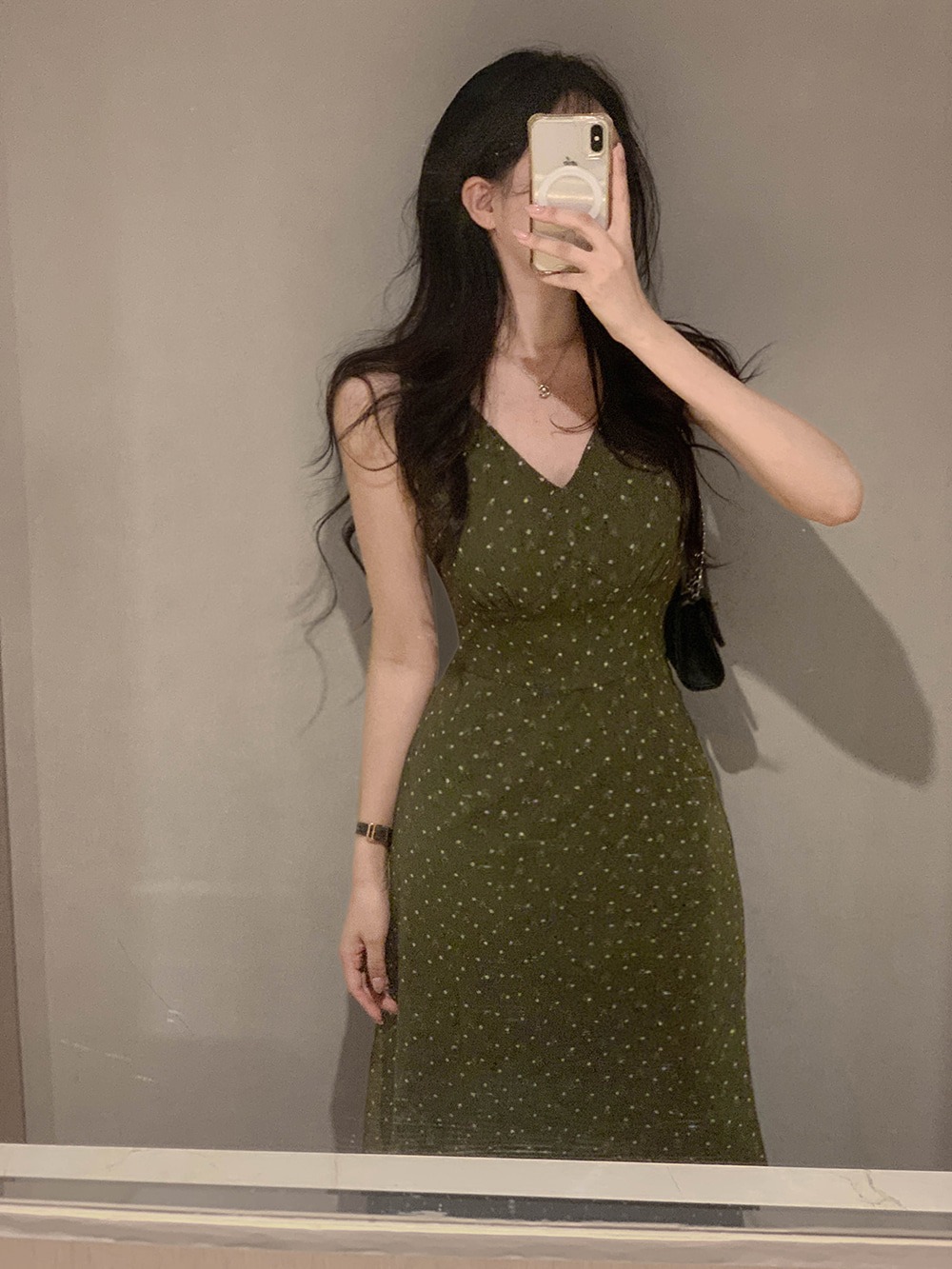 碎花波點雪紡V領洋裝,KOREA,371695,碎花波點雪紡V領洋裝,周新品優惠,NEWARRIVAL