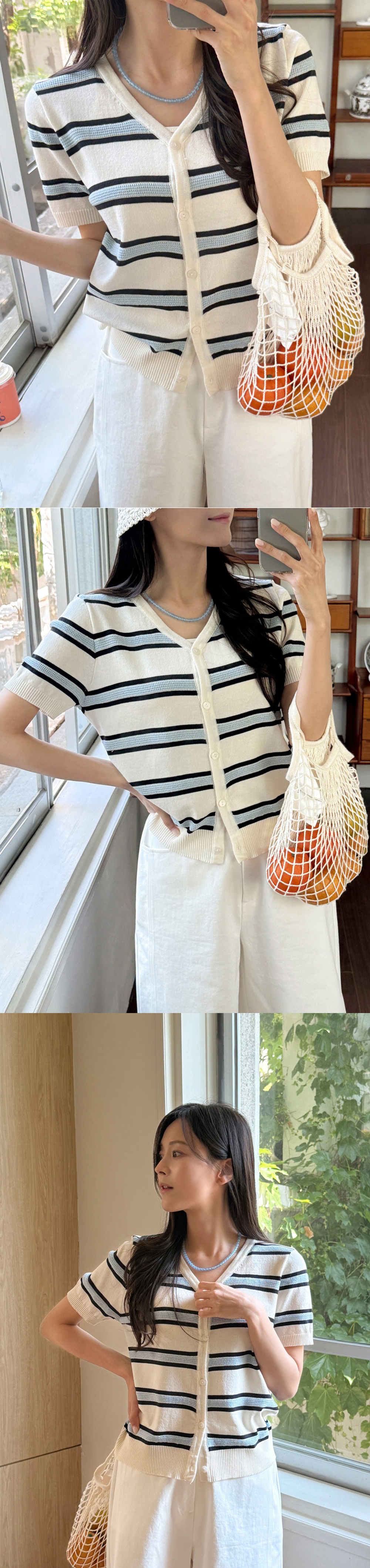 條紋V領針織開襟上衣,KOREA,371719,條紋V領針織開襟上衣,周新品優惠,NEWARRIVAL