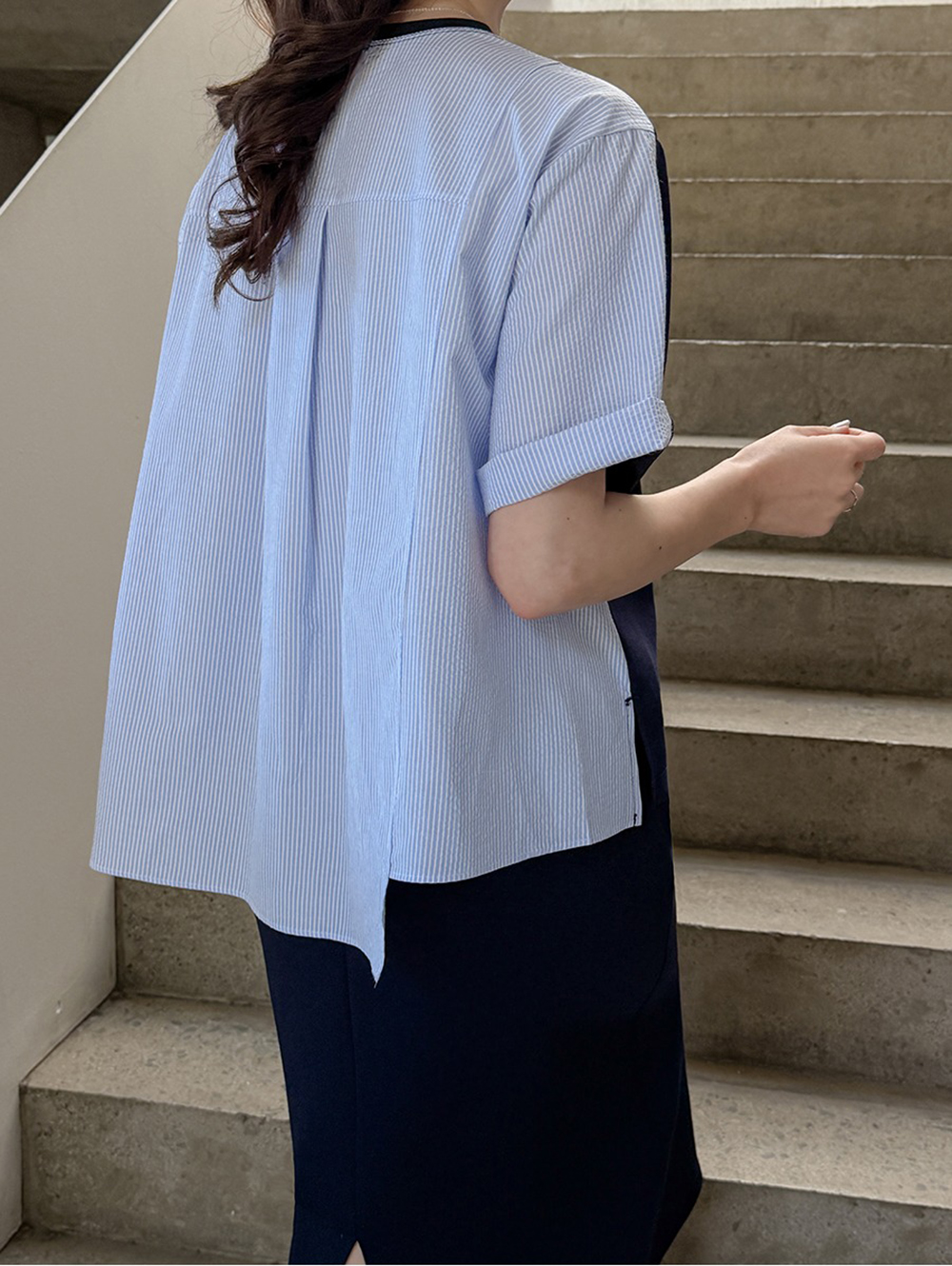 前後不對稱泡泡紗上衣,KOREA,372012,前後不對稱泡泡紗上衣,周新品優惠,NEWARRIVAL