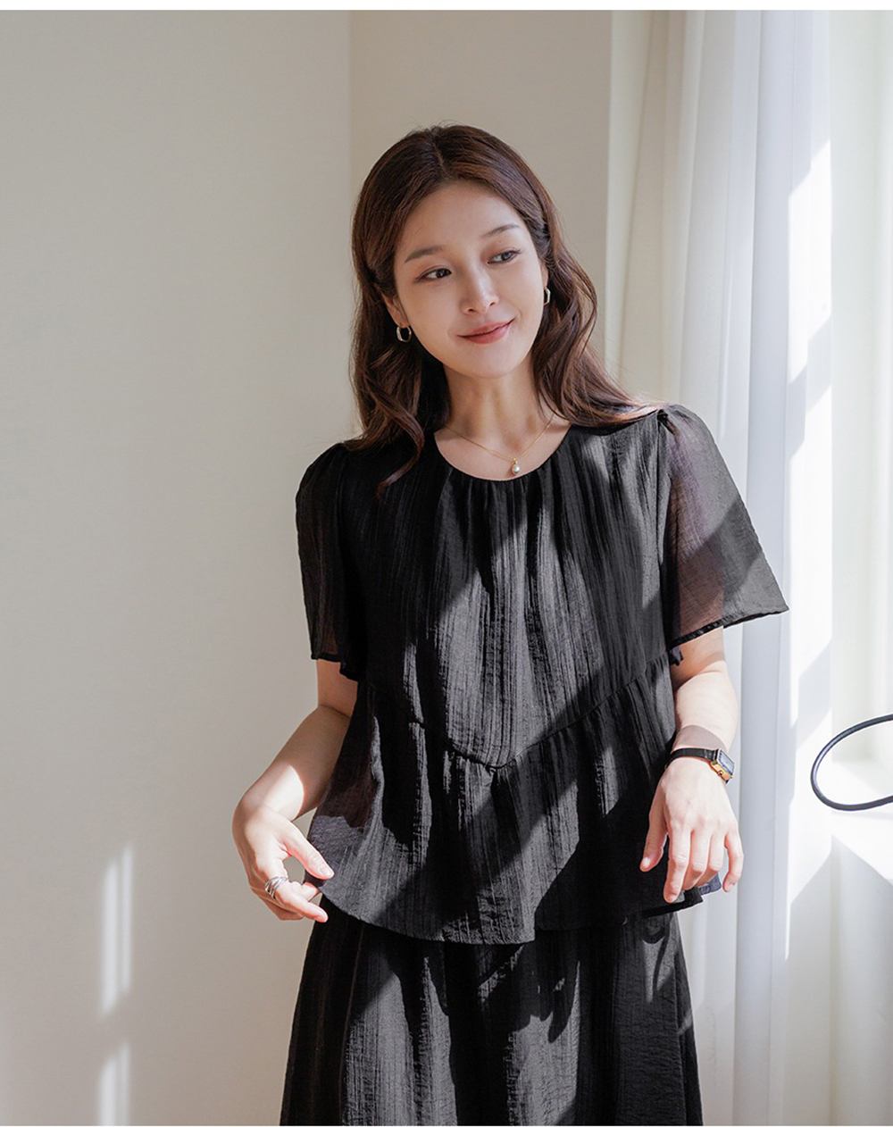 假兩件感荷葉邊長洋裝,KOREA,372020,假兩件感荷葉邊長洋裝,周新品優惠,NEWARRIVAL