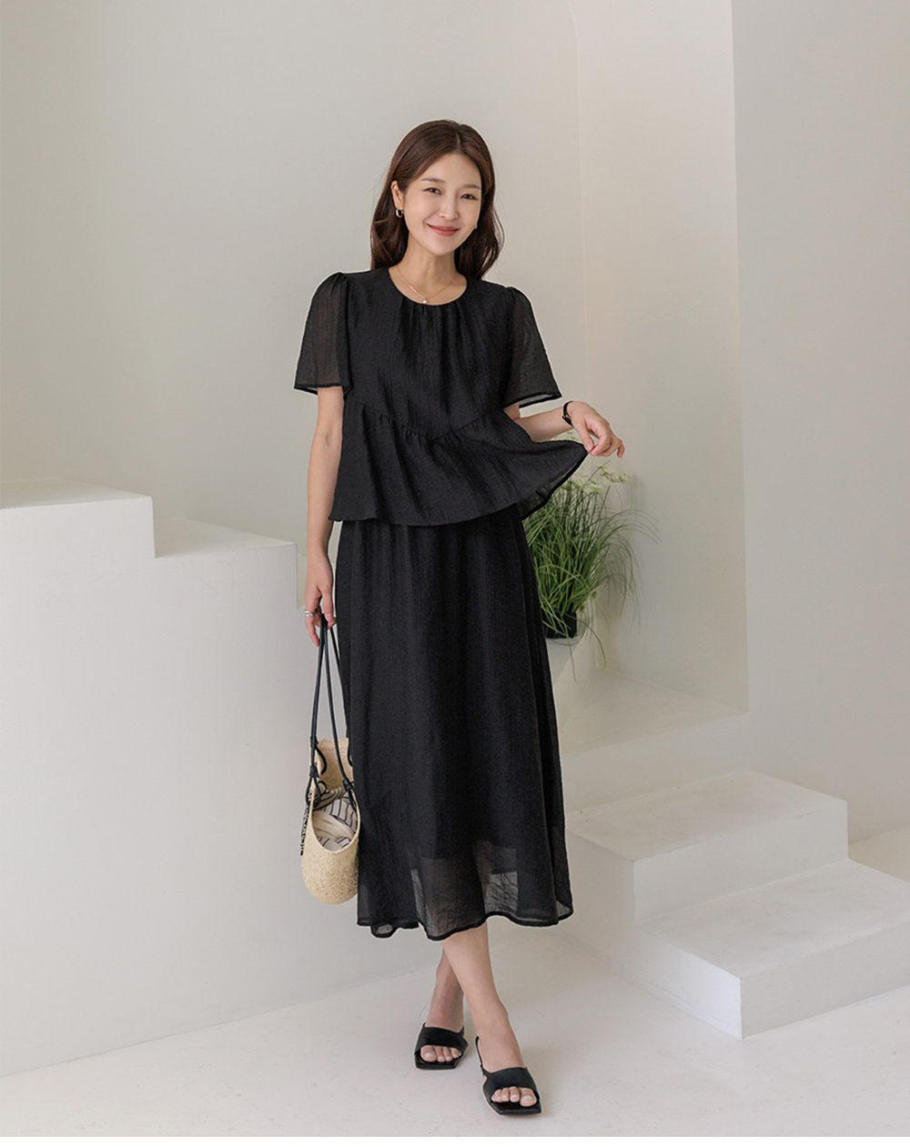 假兩件感荷葉邊長洋裝,KOREA,372020,假兩件感荷葉邊長洋裝,周新品優惠,NEWARRIVAL