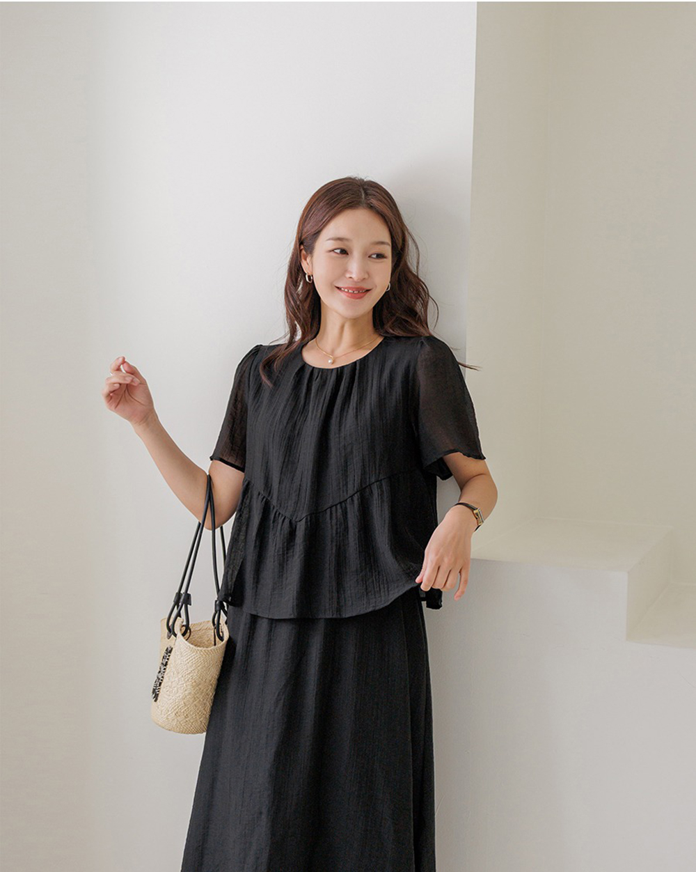 假兩件感荷葉邊長洋裝,KOREA,372020,假兩件感荷葉邊長洋裝,周新品優惠,NEWARRIVAL