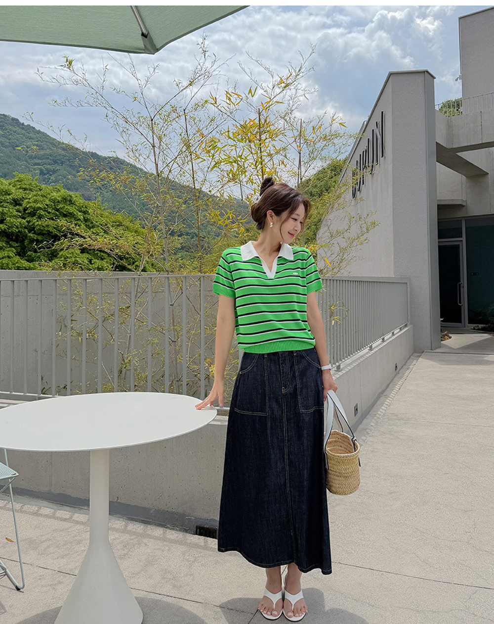 撞色條紋翻領針織上衣,KOREA,372008,撞色條紋翻領針織上衣,周新品優惠,NEWARRIVAL