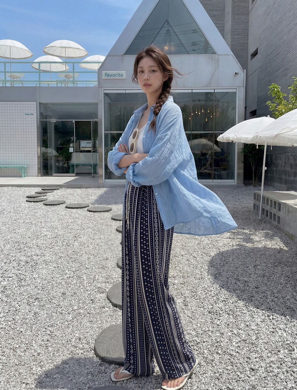 民族風印花抽繩長褲,KOREA,372498,民族風印花抽繩長褲,周新品優惠,NEWARRIVAL