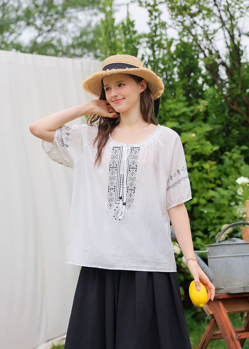 波西米亞風刺繡襯衫,KOREA,372528,波西米亞風刺繡襯衫,周新品優惠,NEWARRIVAL
