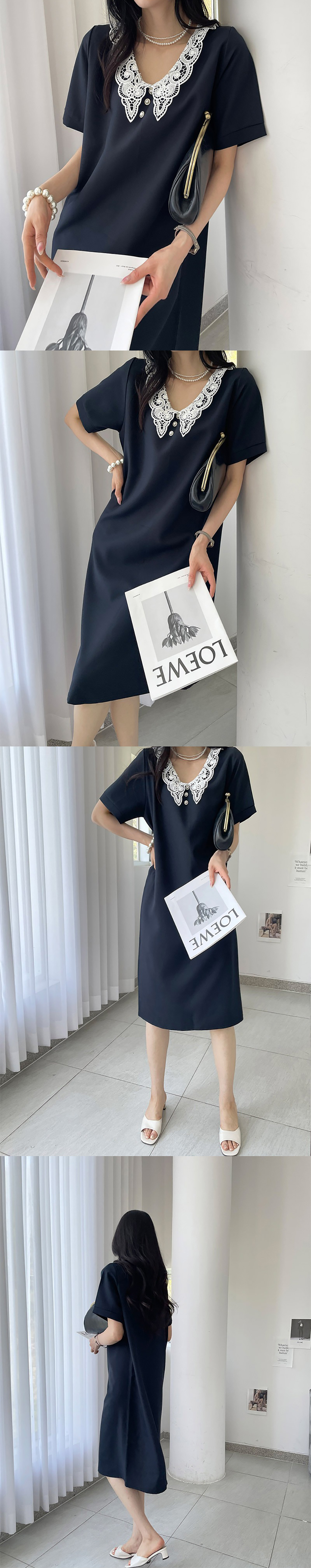 古典甜美蕾絲領洋裝,KOREA,372555,古典甜美蕾絲領洋裝,周新品優惠,NEWARRIVAL