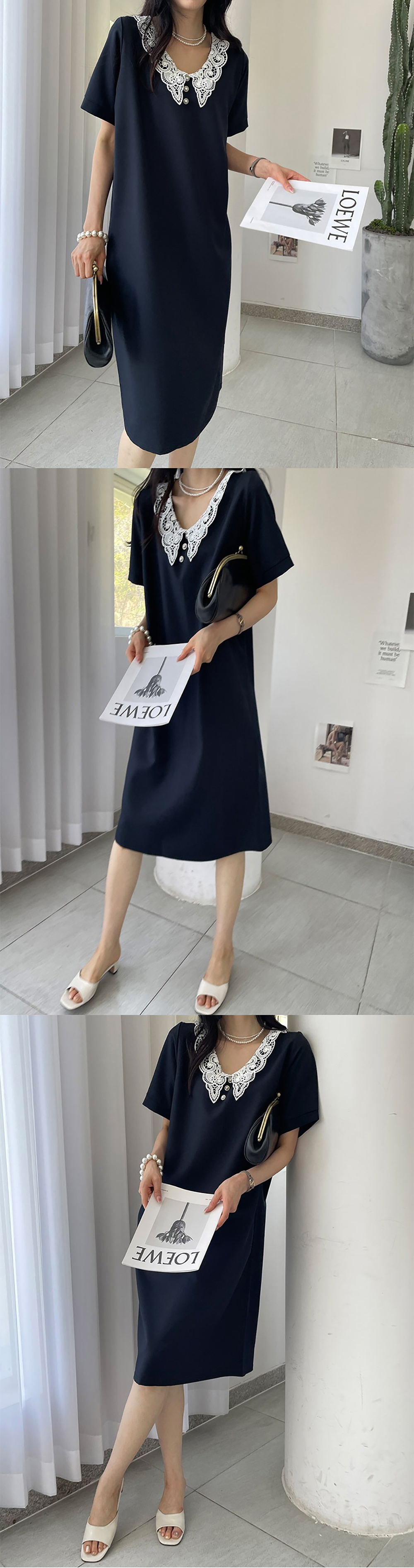 古典甜美蕾絲領洋裝,KOREA,372555,古典甜美蕾絲領洋裝,周新品優惠,NEWARRIVAL