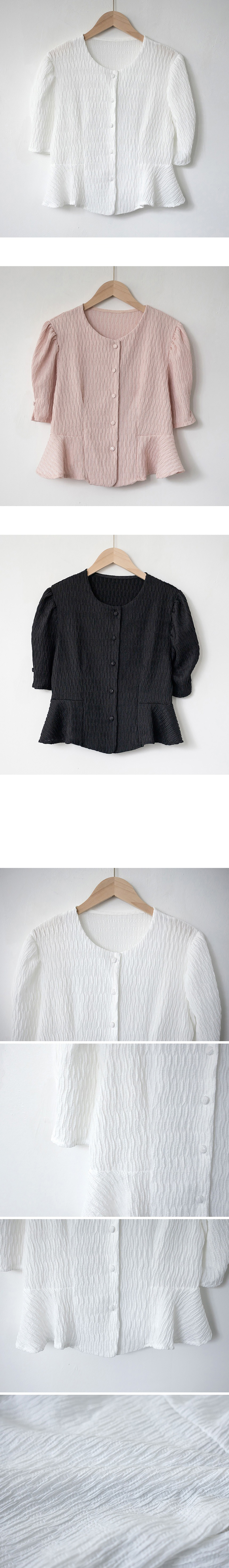 波浪壓紋荷葉擺襯衫,KOREA,372719,波浪壓紋荷葉擺襯衫,周新品優惠,NEWARRIVAL