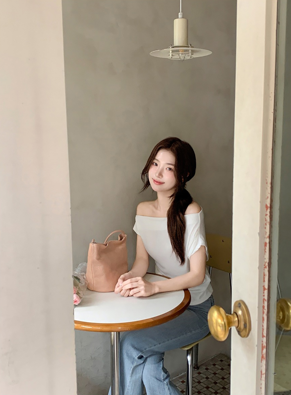 不對稱露肩羅紋上衣,KOREA,372862,不對稱露肩羅紋上衣,周新品優惠,NEWARRIVAL