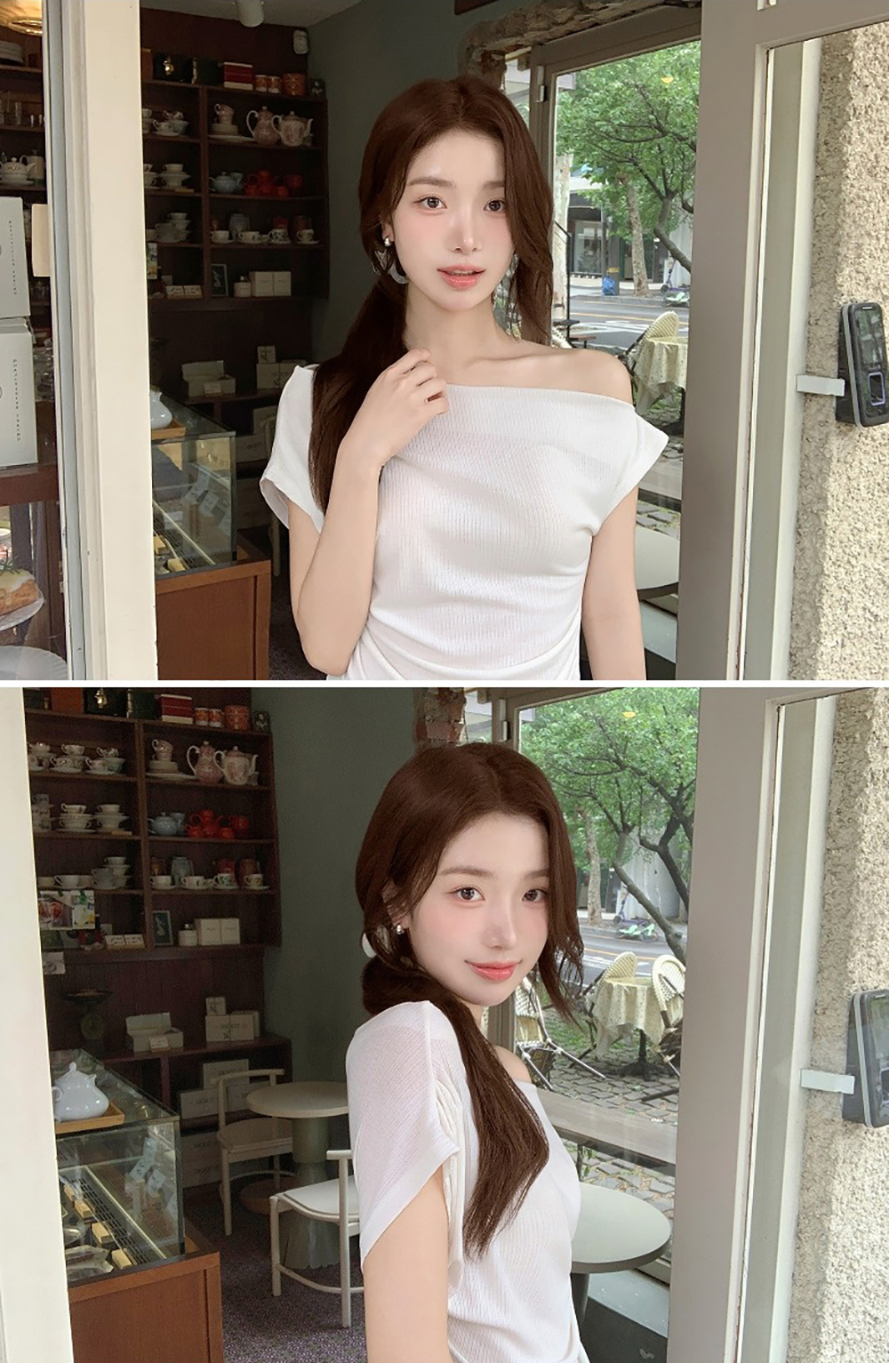 不對稱露肩羅紋上衣,KOREA,372862,不對稱露肩羅紋上衣,周新品優惠,NEWARRIVAL