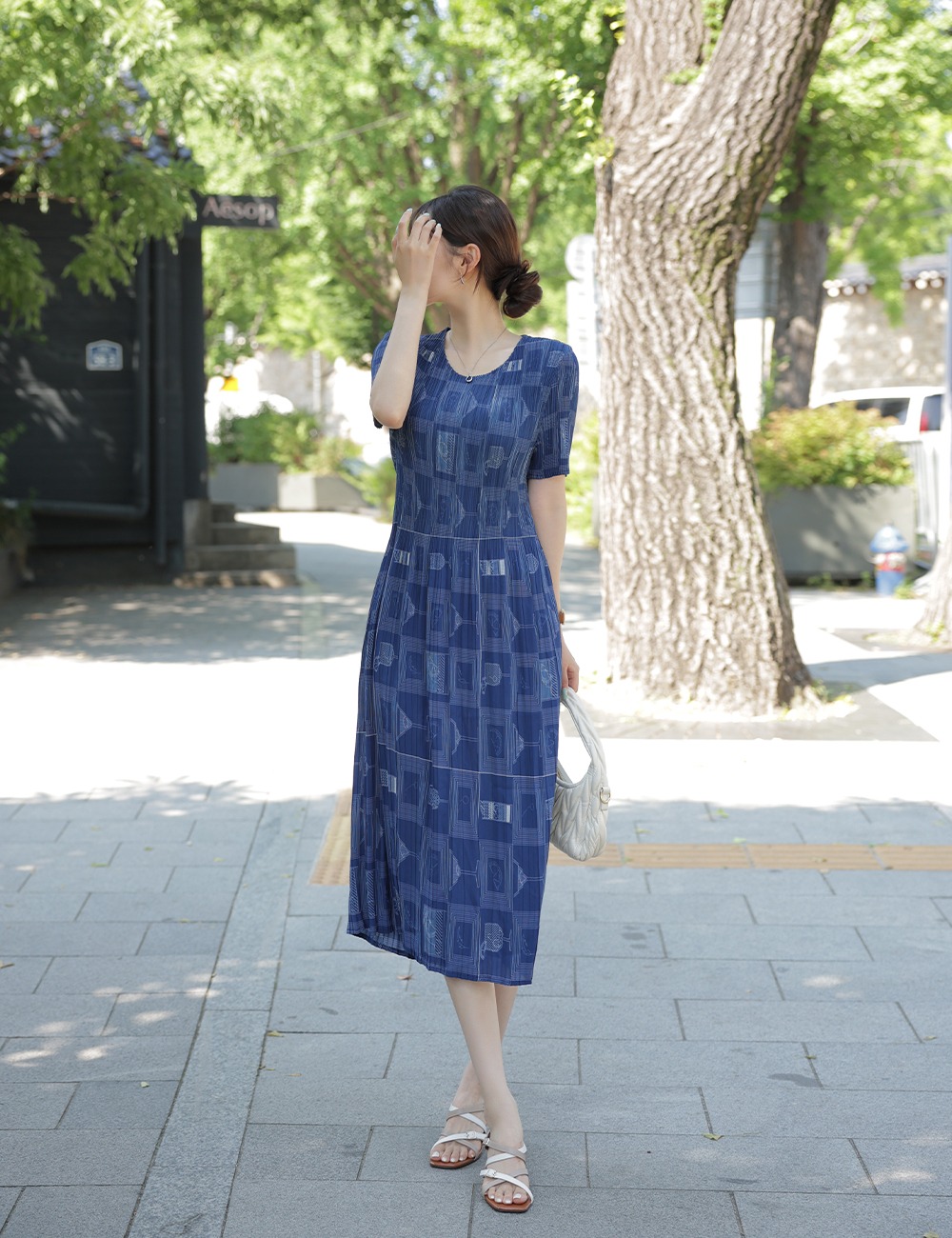 法式修身印花長洋裝,KOREA,375665,法式修身印花長洋裝,周新品優惠,NEWARRIVAL