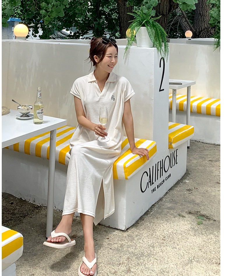 溫柔質感落肩連身裙,襯衫,Korea,377656,溫柔質感落肩連身裙,999免運