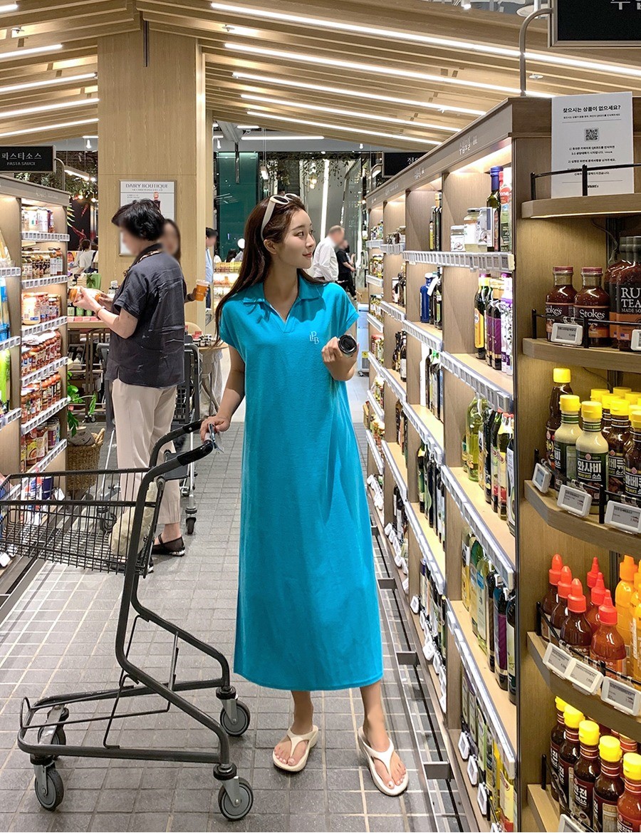 溫柔質感落肩連身裙,襯衫,Korea,377656,溫柔質感落肩連身裙,999免運