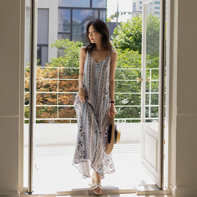 夏日民族風細肩帶洋裝,Korea,378970,夏日民族風細肩帶洋裝,領500,999免運