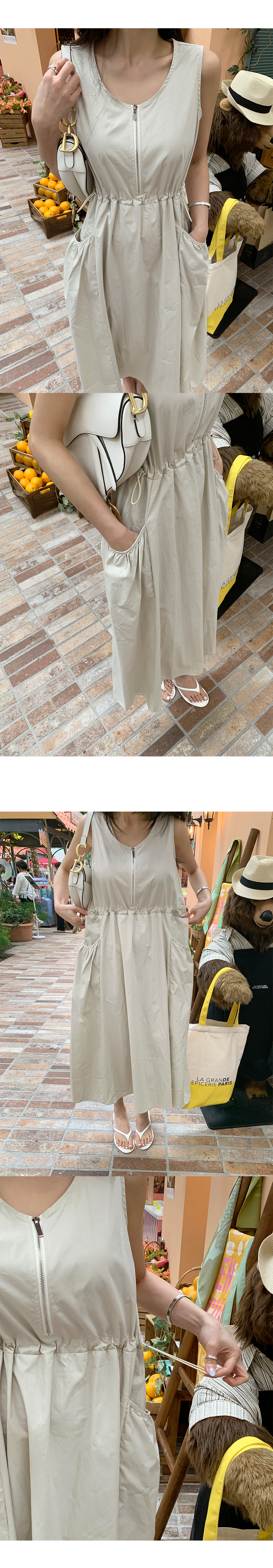 大口袋拉鍊背心長洋裝,evaviva,380705,大口袋拉鍊背心長洋裝,領500,999免運