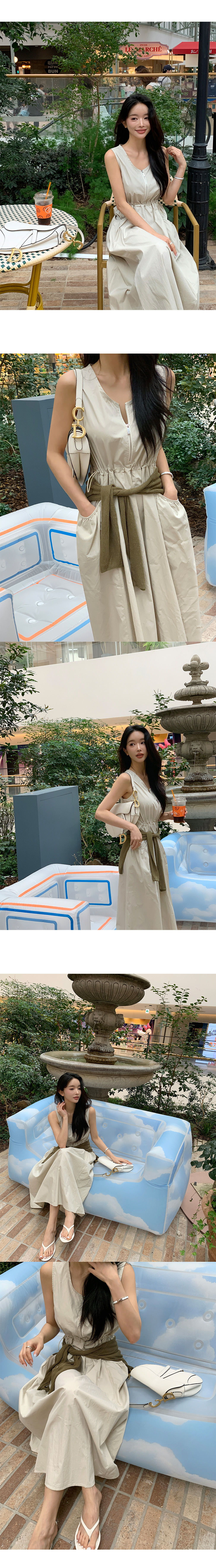 大口袋拉鍊背心長洋裝,evaviva,380705,大口袋拉鍊背心長洋裝,領500,999免運