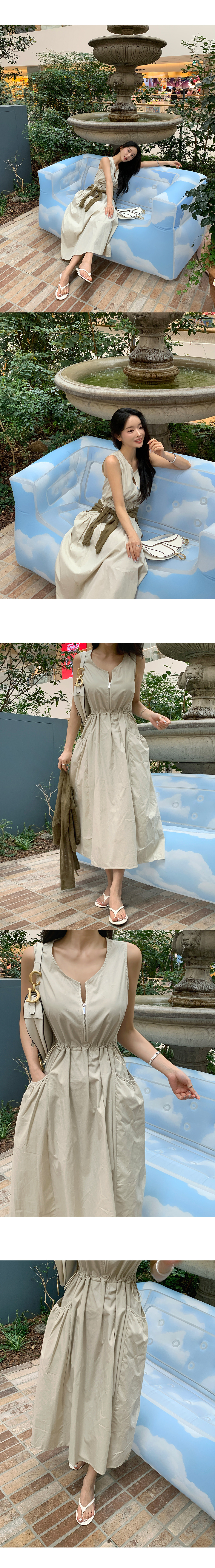 大口袋拉鍊背心長洋裝,evaviva,380705,大口袋拉鍊背心長洋裝,領500,999免運