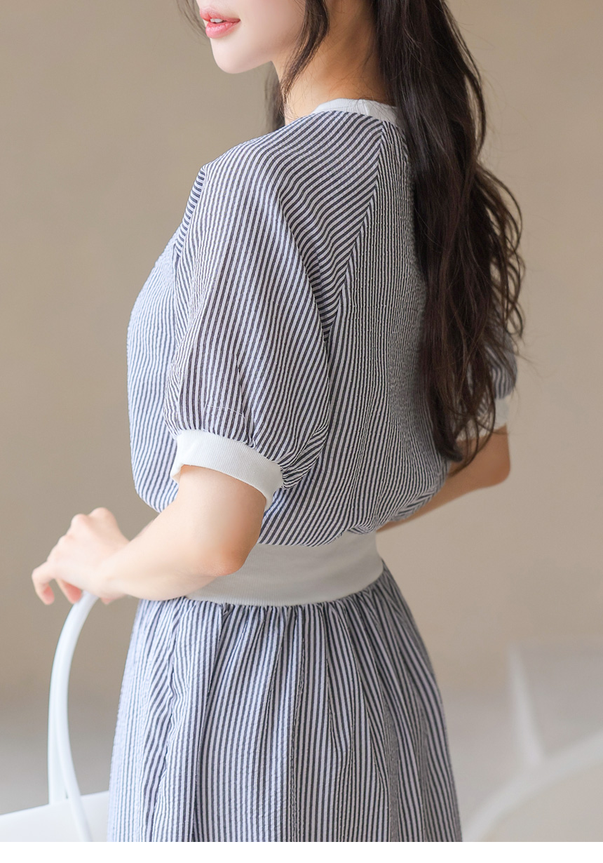 條紋愛心刺繡撞色洋裝,evaviva,381227,條紋愛心刺繡撞色洋裝,領500,999免運