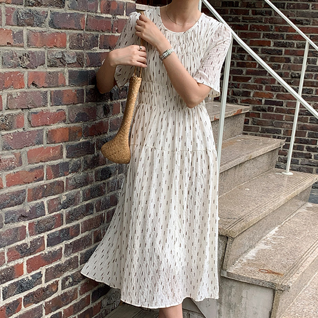 溫柔感樹葉碎花長洋裝,evaviva,381300,溫柔感樹葉碎花長洋裝,領500,999免運