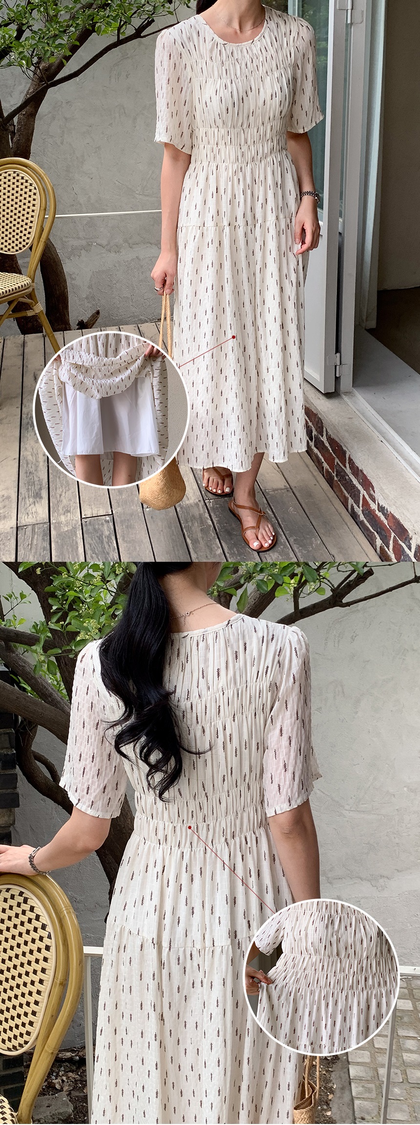 溫柔感樹葉碎花長洋裝,evaviva,381300,溫柔感樹葉碎花長洋裝,領500,999免運