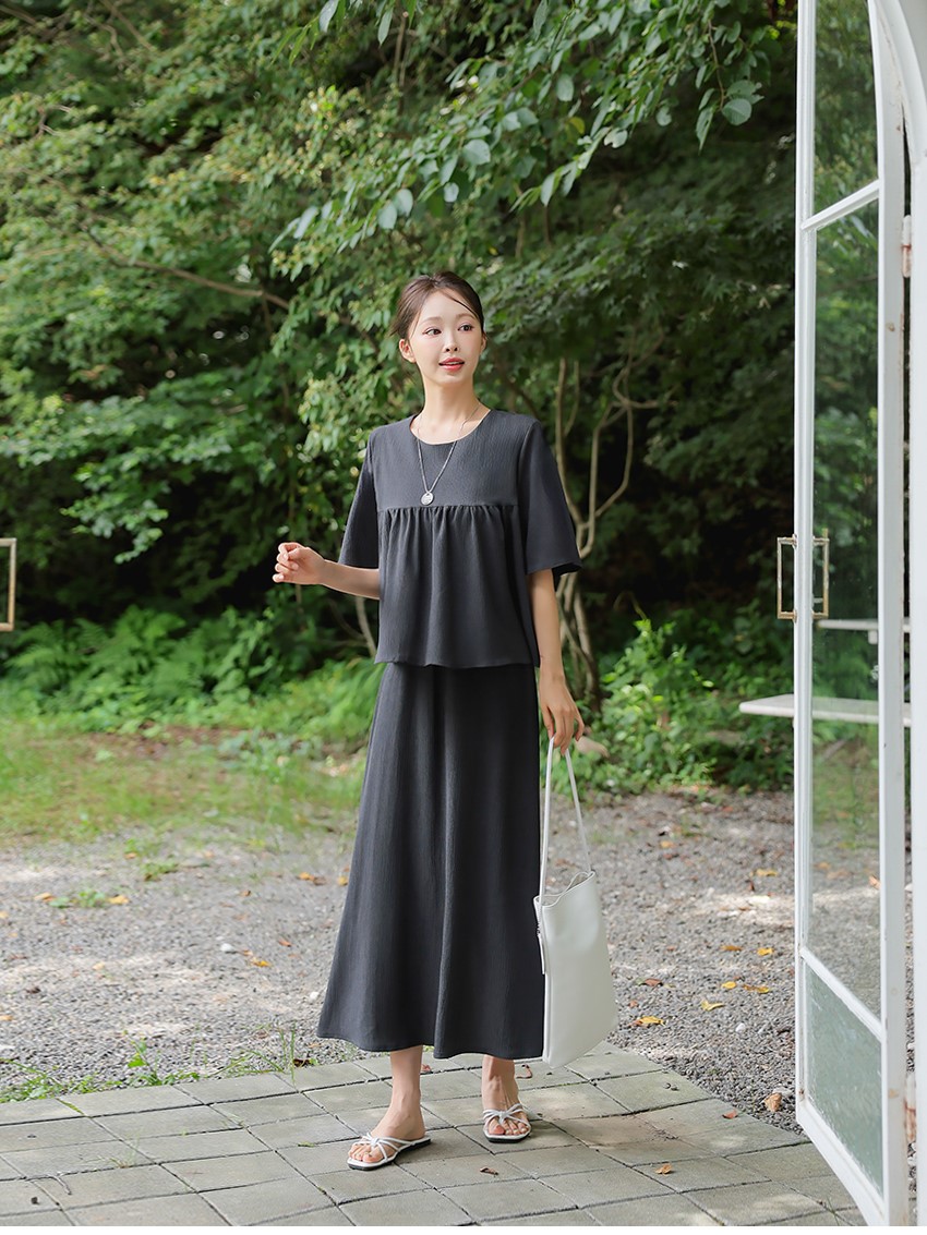 甜美拼接上衣長裙套裝,KOREA,381467,甜美拼接上衣長裙套裝,領500,999免運