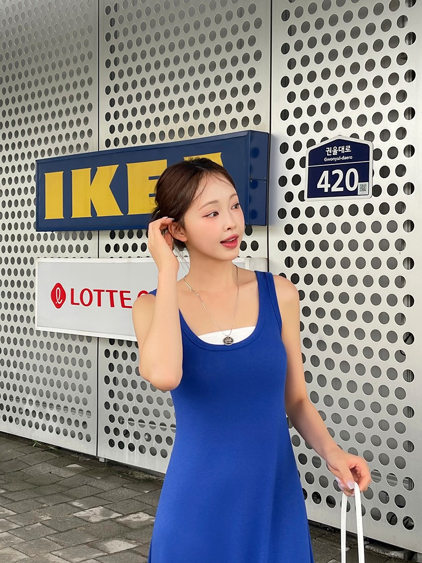 超舒服純色背心長洋裝,隨性不規則下擺寬版針織洋裝,KOREA,381481,超舒服純色背心長洋裝,999免運