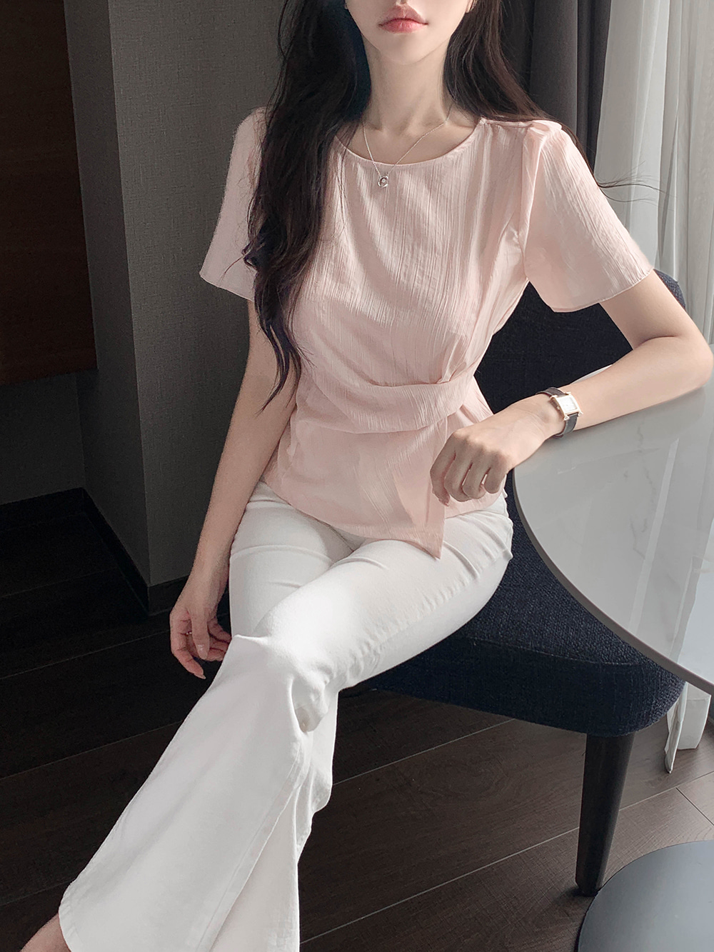 柔光午後繫帶收腰上衣,KOREA,380905,柔光午後繫帶收腰上衣,周新品優惠,NEWARRIVAL