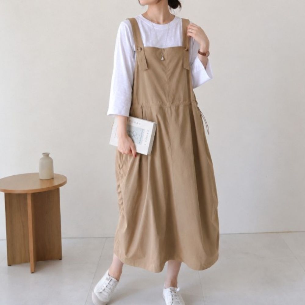 休閒口袋吊帶洋裝