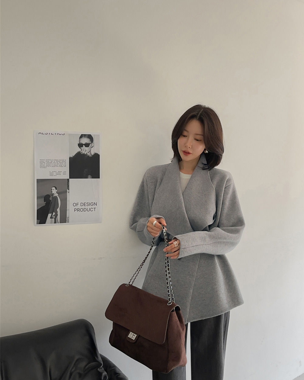 摩登腰帶翻領外套,KOREA,397914,摩登腰帶翻領外套,領500,999免運