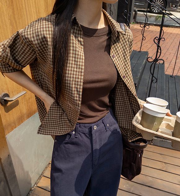 秋日散策格紋長襯衫,KOREA,397964,秋日散策格紋長襯衫,周新品優惠,NEWARRIVAL