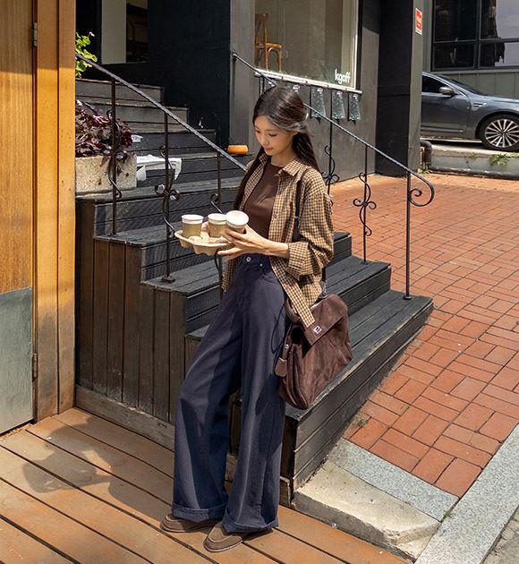 秋日散策格紋長襯衫,KOREA,397964,秋日散策格紋長襯衫,周新品優惠,NEWARRIVAL