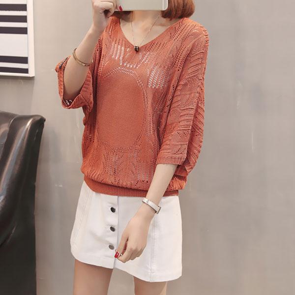 女人味鏤空圓領上衣