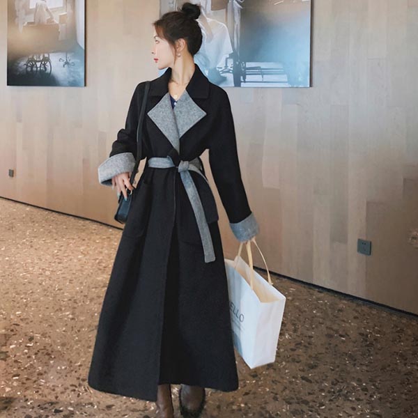 優雅毛呢長版外套