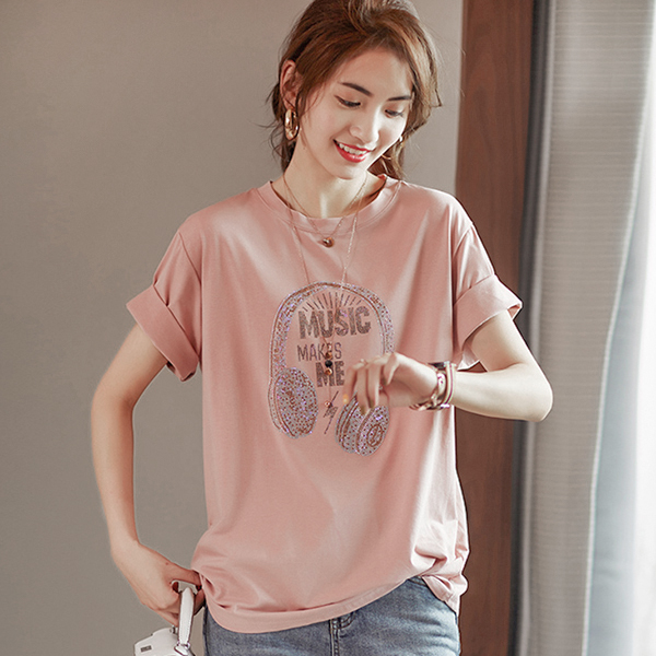 音樂俏皮貼鑽上衣